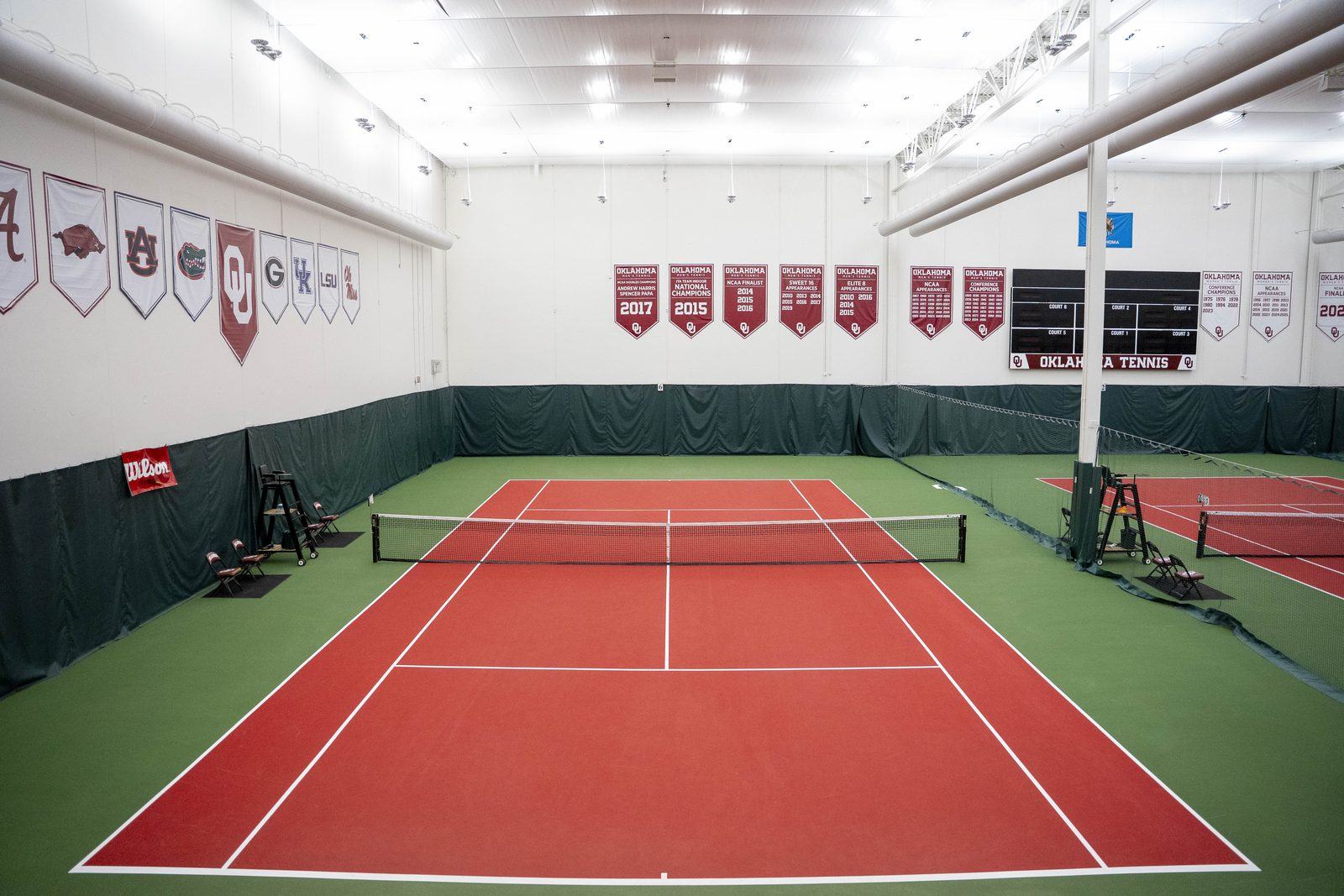 Indoor court with banners at OU