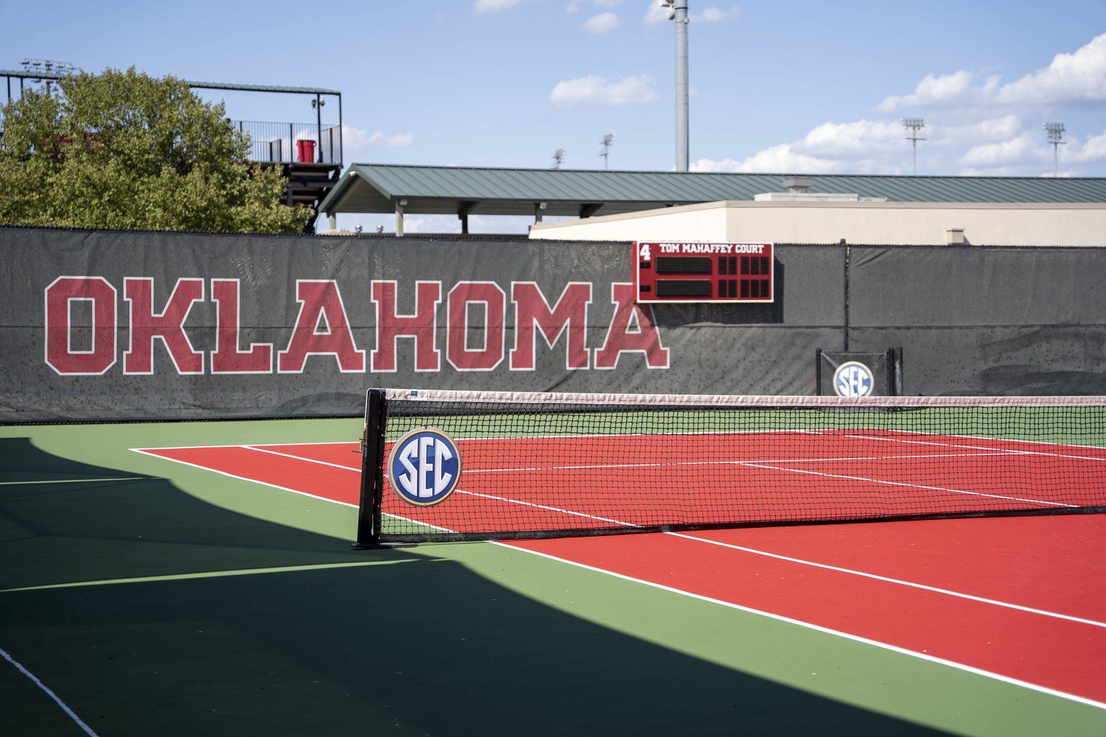 Finished outdoor court at the University of Oklahoma Headington Tennis Center