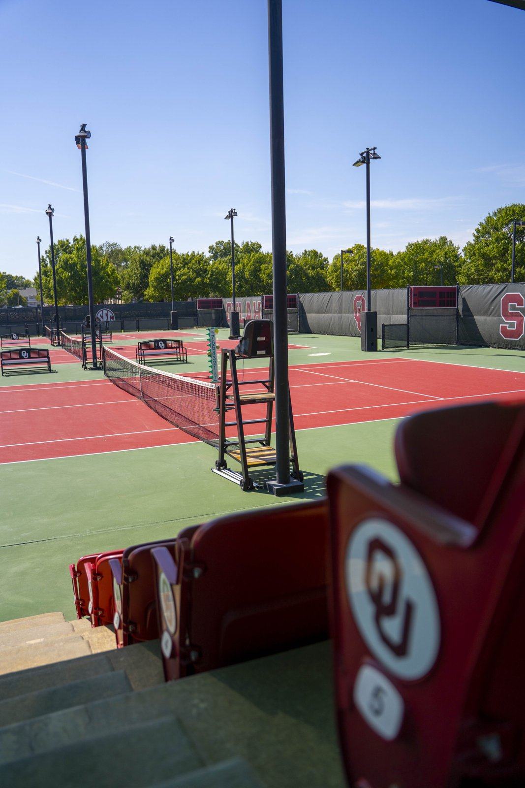 View from the stands across the outdoor courts at OU Headington